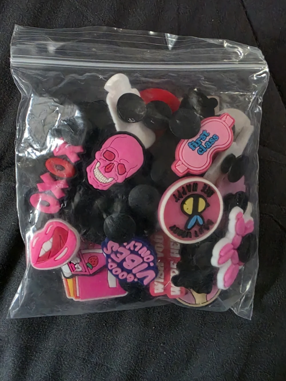 Kids Pink Assorted Shoe Charms Pack - Fun Pink Icons